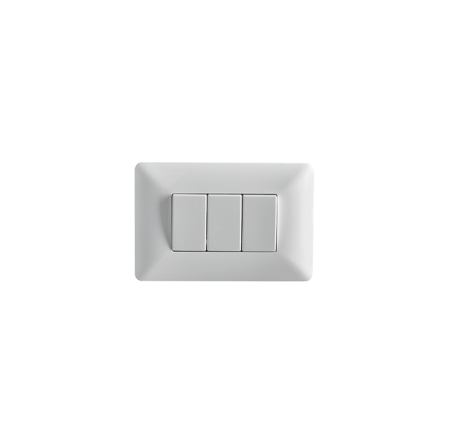 Interruptor Triple 220v Certificado Encendido Apagado Sec Stanford Blanco
