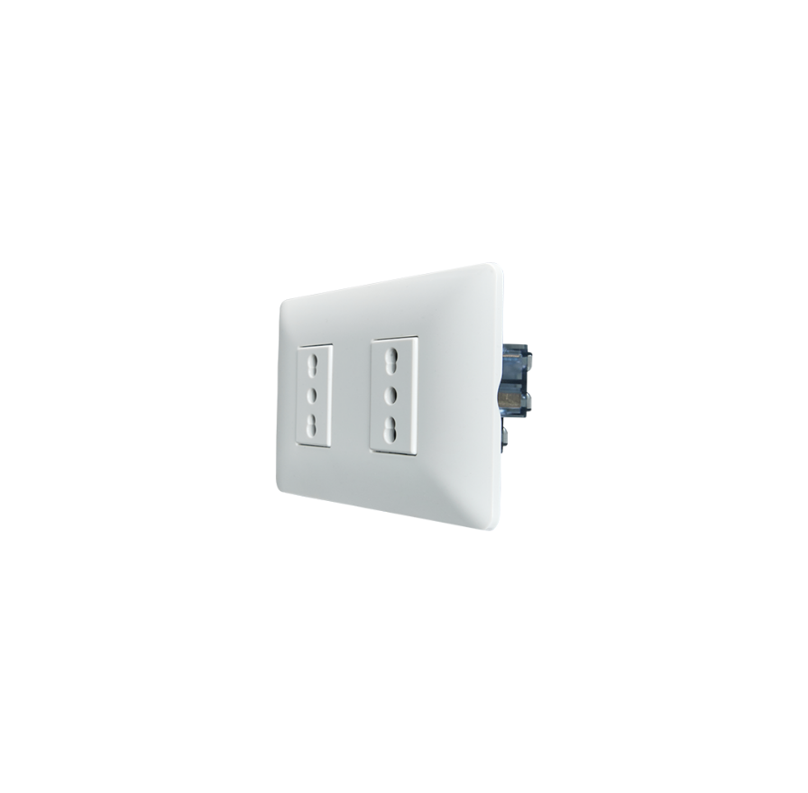 Enchufe Tomacorriente Doble Bipaso 10/16 220v Sec Stanford Blanco
