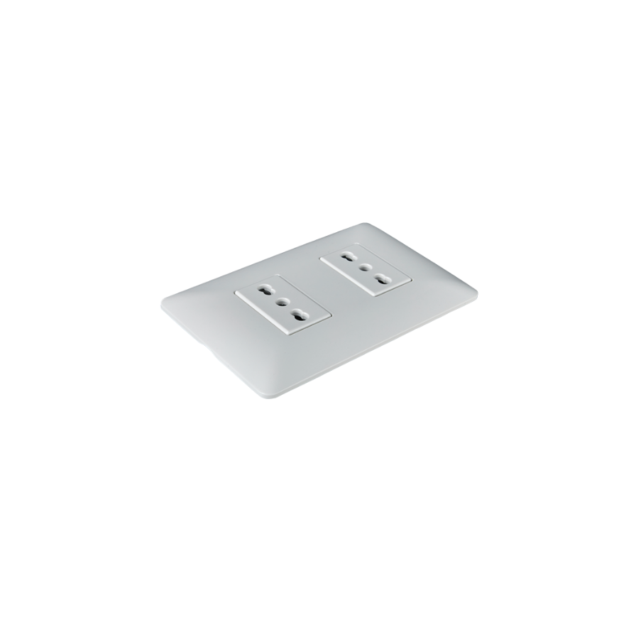 Enchufe Tomacorriente Doble Bipaso 10/16 220v Sec Stanford Blanco
