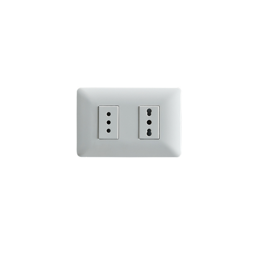 Enchufe Tomacorriente Doble Simple Y Bipaso 10/16 220v Sec Stanford Blanco