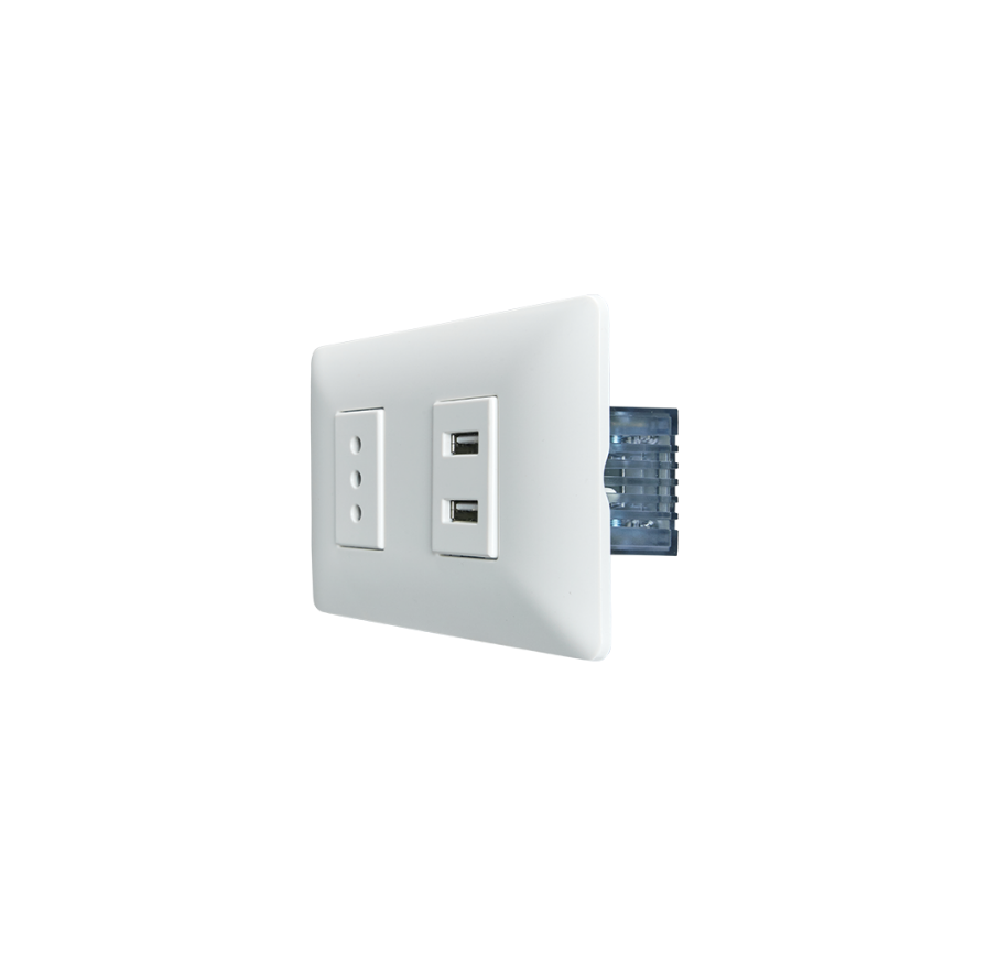 Tomacorriente Simple Con Doble USB Sec 10a 250v Stanford Blanco
