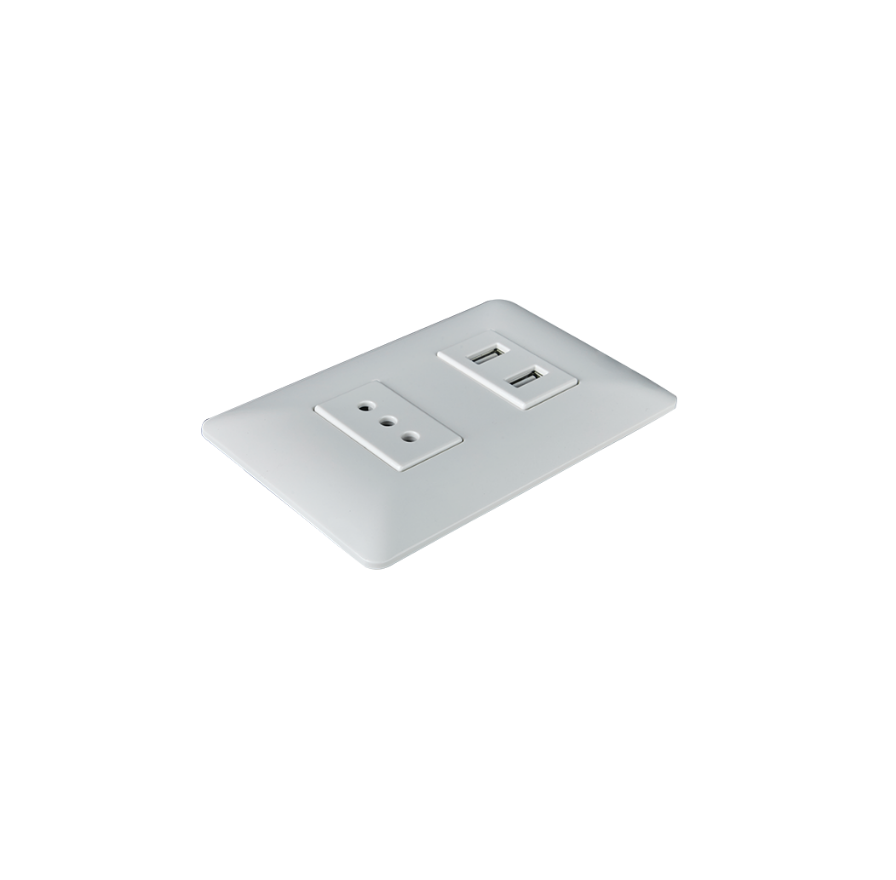 Tomacorriente Simple Con Doble USB Sec 10a 250v Stanford Blanco