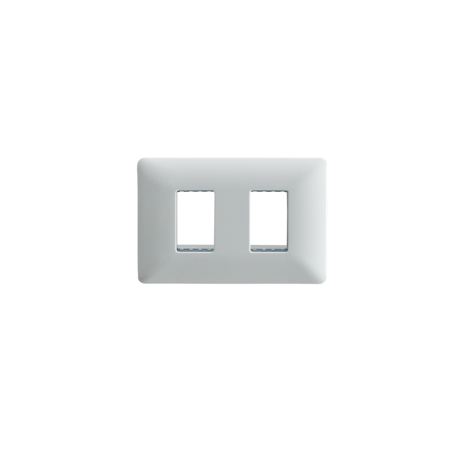 Placa Doble Base Soporte Modulo Tomacorriente Interruptor Stanford Blanco