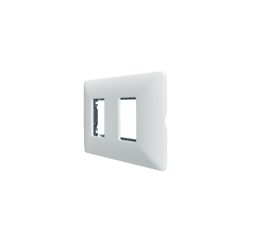 Placa Doble Base Soporte Modulo Tomacorriente Interruptor Stanford Blanco