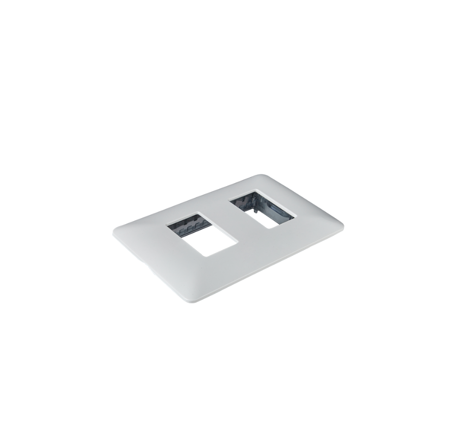 Placa Doble Base Soporte Modulo Tomacorriente Interruptor Stanford Blanco