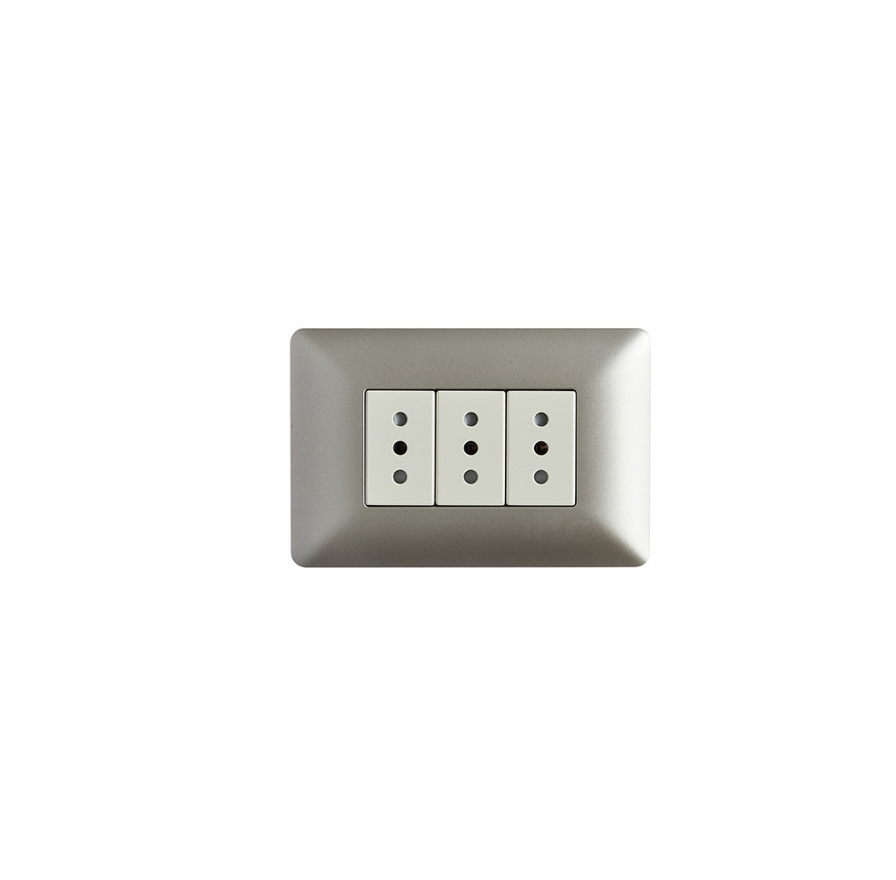 Tomacorriente Enchufe Hembra Triple 220v Certificado Sec Stanford Champagne