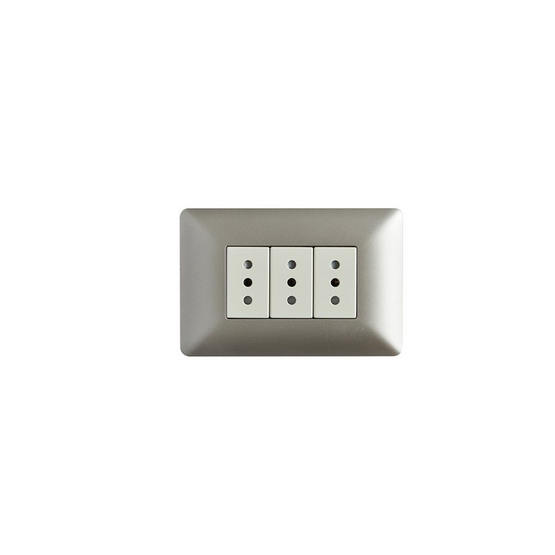 Tomacorriente Enchufe Hembra Triple 220v Certificado Sec Stanford Champagne