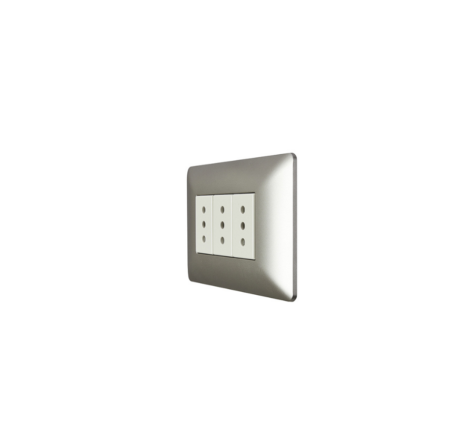 Tomacorriente Enchufe Hembra Triple 220v Certificado Sec Stanford Champagne