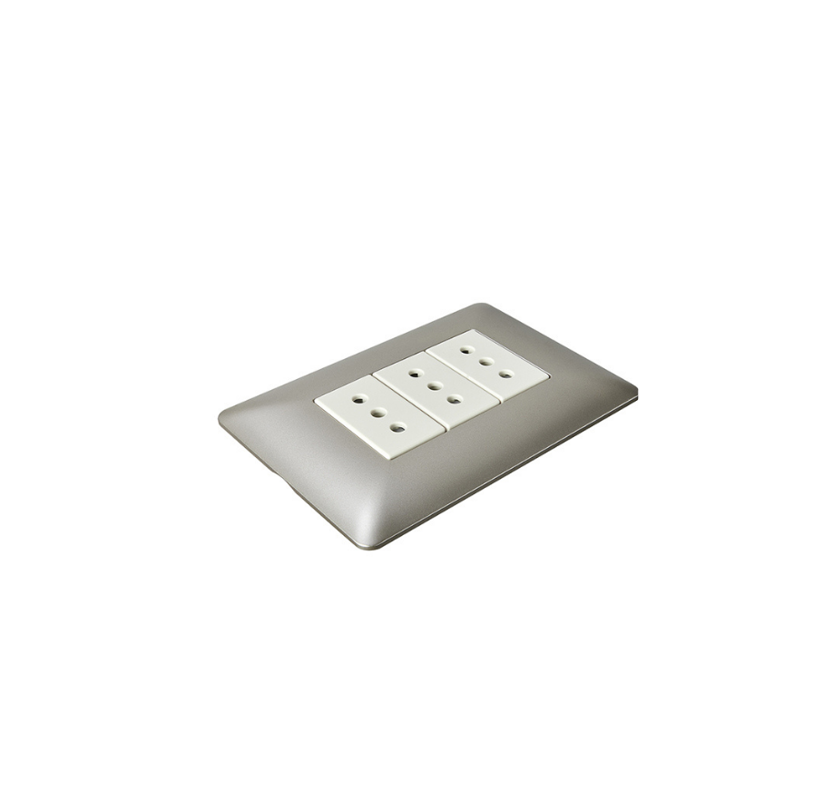 Tomacorriente Enchufe Hembra Triple 220v Certificado Sec Stanford Champagne