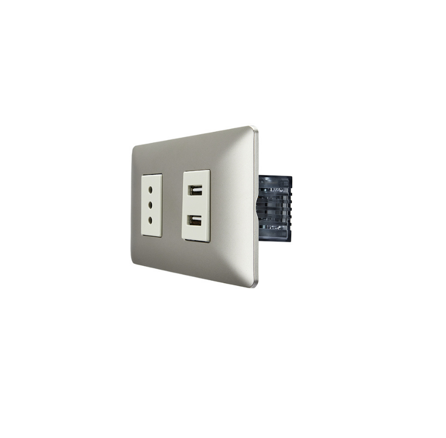Tomacorriente Simple Con Doble USB Sec 10a 250v Stanford Champagne