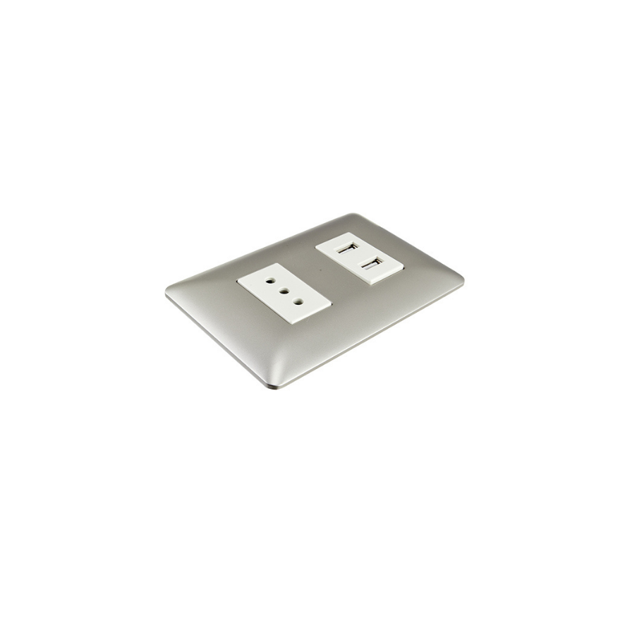 Tomacorriente Simple Con Doble USB Sec 10a 250v Stanford Champagne