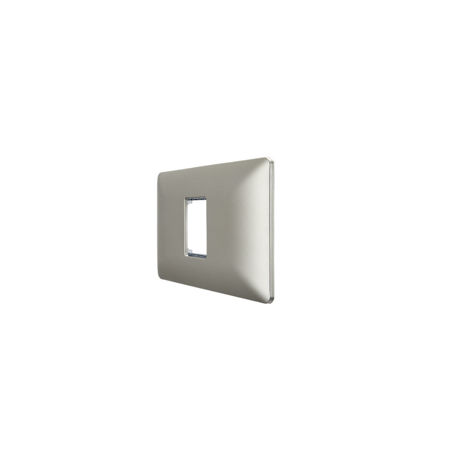 Placa Simple Base Soporte Modulo Tomacorriente Interruptor Stanford Champagne