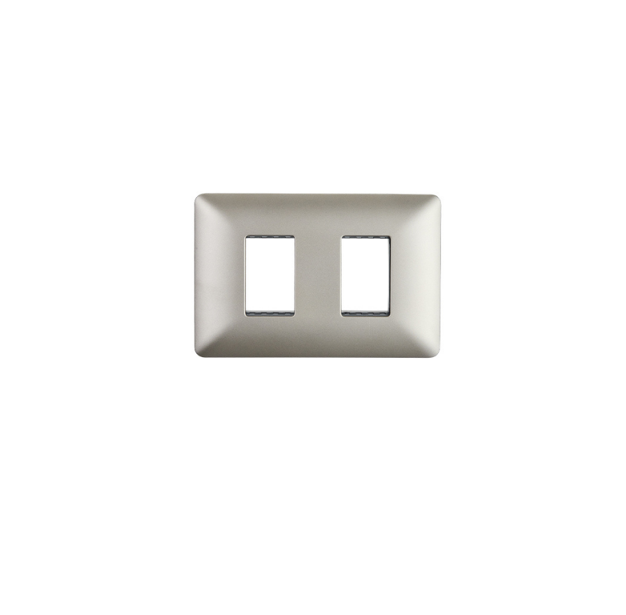 Placa Doble Base Soporte Modulo Tomacorriente Interruptor Stanford Champagne