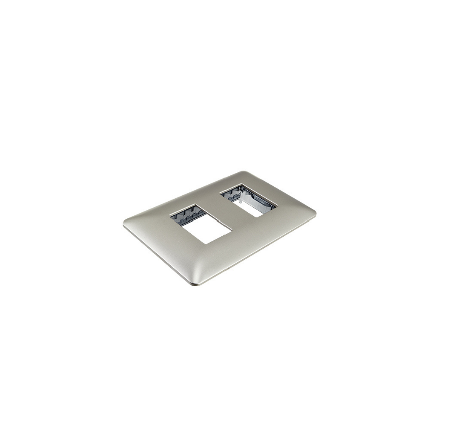 Placa Doble Base Soporte Modulo Tomacorriente Interruptor Stanford Champagne