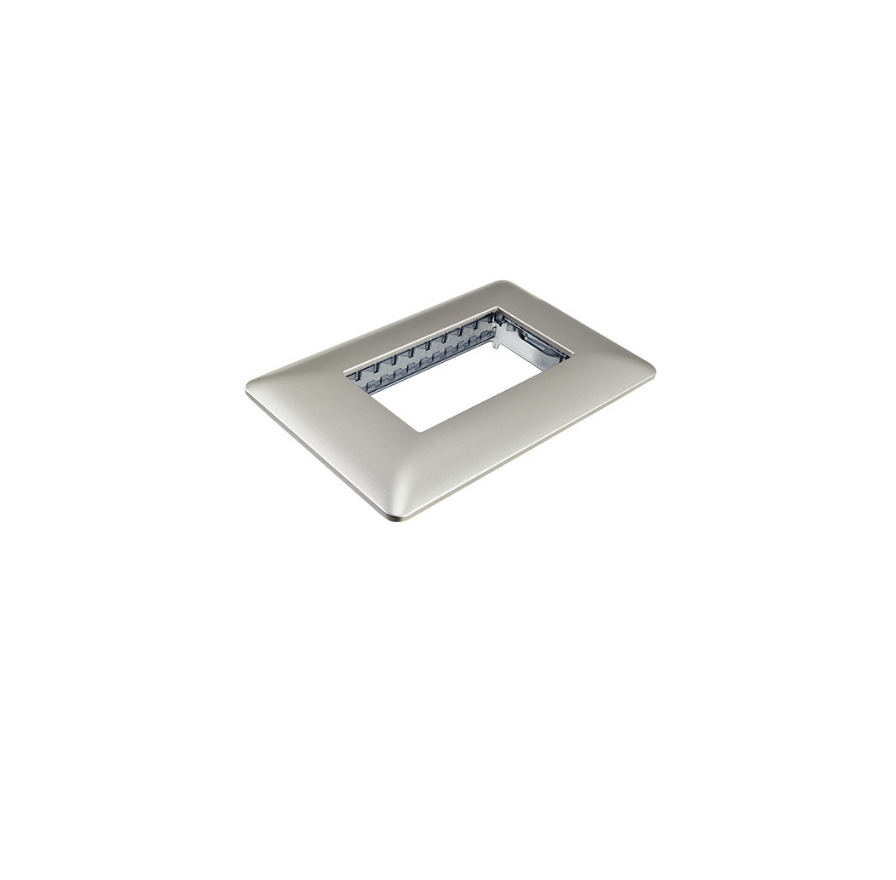 Placa Triple Base Para Modulo Tomacorriente Interruptor Stanford Champagne