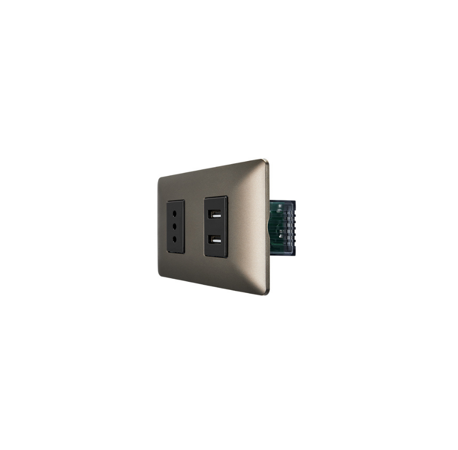 Tomacorriente Simple Con Doble USB Sec 10a 250v Stanford Café