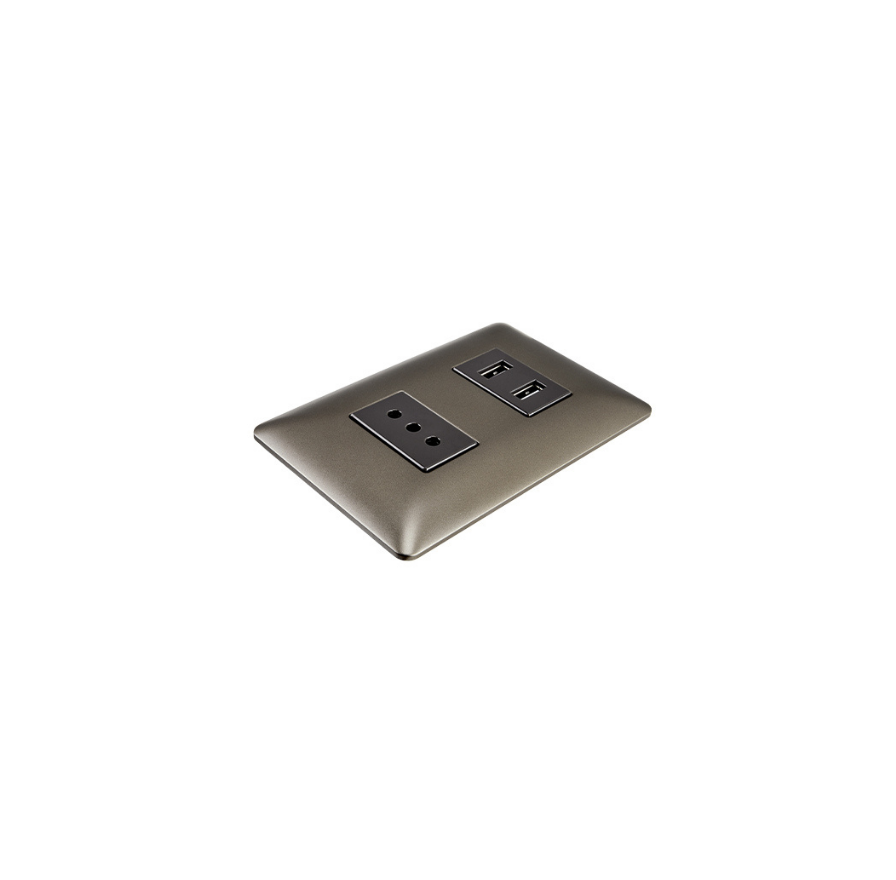 Tomacorriente Simple Con Doble USB Sec 10a 250v Stanford Café