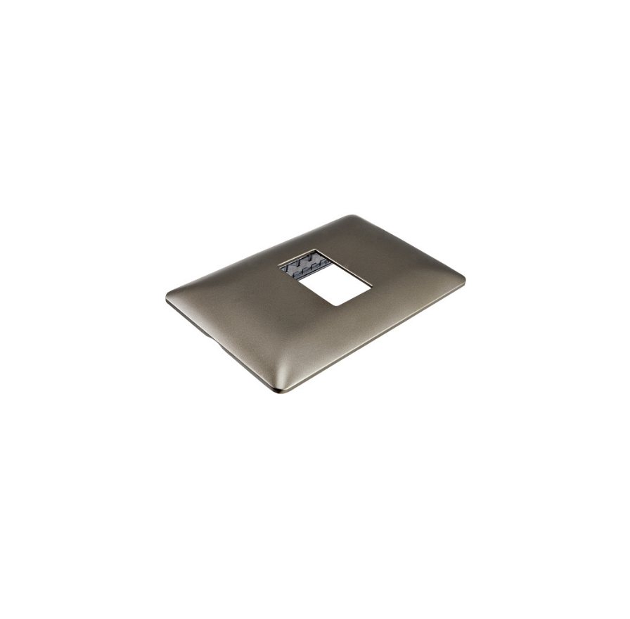 Placa Simple Base Soporte Modulo Tomacorriente Interruptor Stanford Café