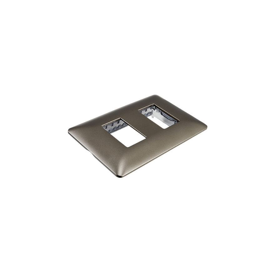 Placa Doble Base Soporte Modulo Tomacorriente Interruptor Stanford Café