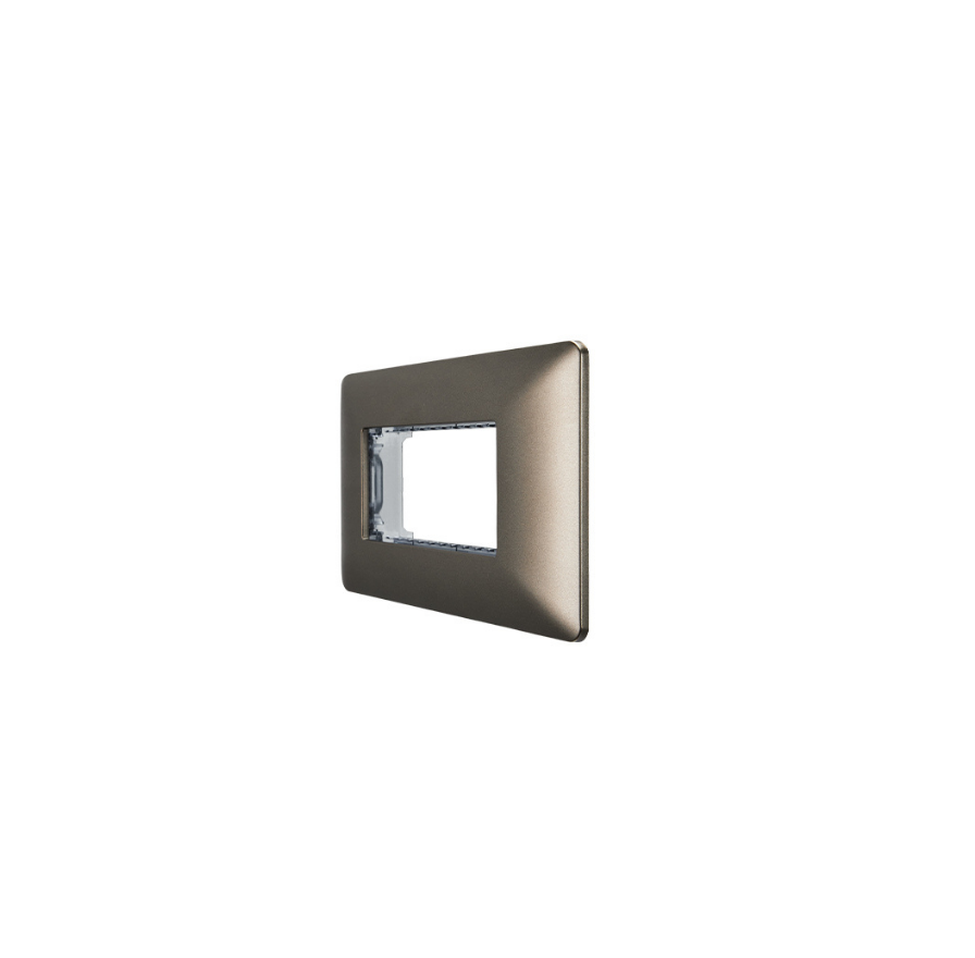 Placa Triple Base Para Modulo Tomacorriente Interruptor Stanford Café