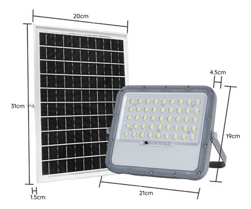 Foco Proyector Led Con Panel Solar 900lm Luz Fria + Control