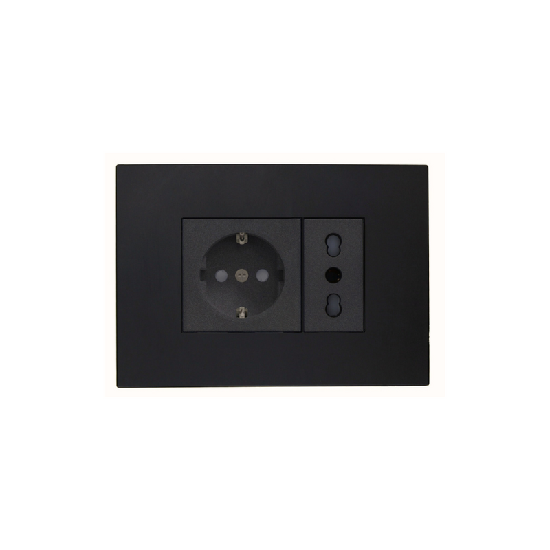 Enchufe Tomacorriente Schuko + Simple Bipaso 10/16a Sec Grafito