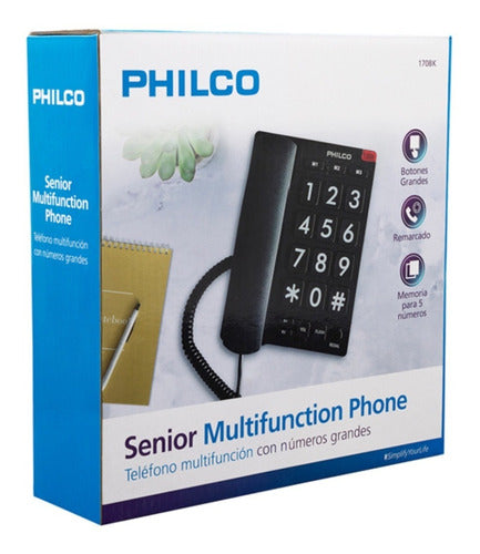 Teléfono Fijo Números Grandes Philco Negro 170bk 23prt170bk