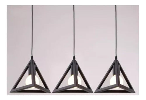 Lampara Colgante De Fierro Triangulo Industrial E27