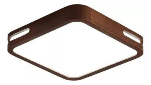Panel Plafón Led Borde Madera Sobrepuesto Cuadrado 40cm 72w