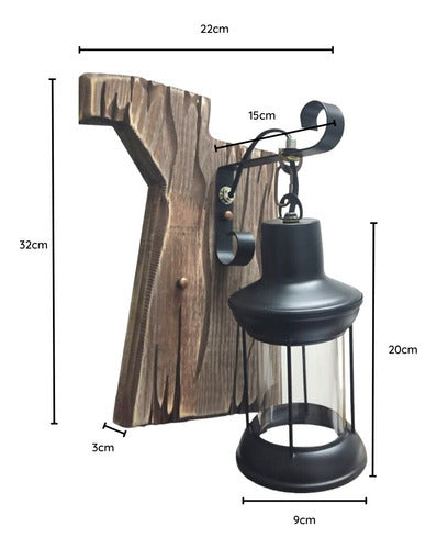 Aplique Rustica Madera Porta Ampolleta E27 Decorativa