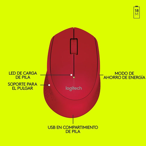 Mouse Inalambrico Logitech M280 Rojo - Deus Group