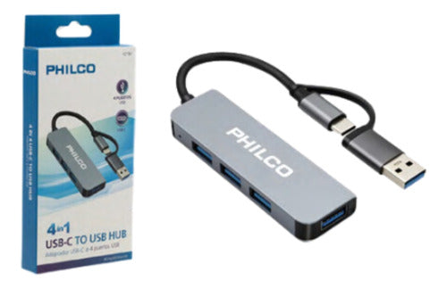 Hub USB-C a USB 4 en 1 Philco | Adaptador de Alta Velocidad - Deus Group