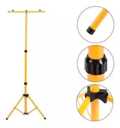 Pack 2 Foco Led 100w Sec 18000lm+soporte Atril Trípode 150cm Carcasa Negro Luz Blanco Frío