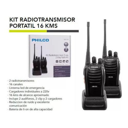 Radiotransmisor Portátil 16 Kms Philco Md-216 Walkie Talkie - Deus Group