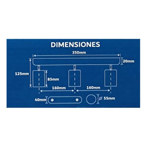 Aplique Niquelado Plateado Triple Ampolleta Dicroica Gu10 - Deus Group