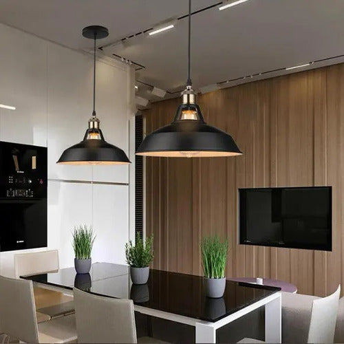 Lampara De Techo Vintage Decoración Retro Soquete E27 Color Negro
