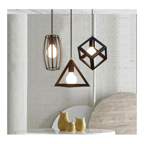 Lampara Colgante De Fierro Oval Vintage E27 - Deus Group