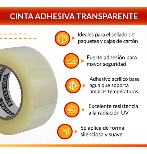 Cinta Embalaje Transparente Adhesiva Huincha 48x100 Color Blanco Lisa
