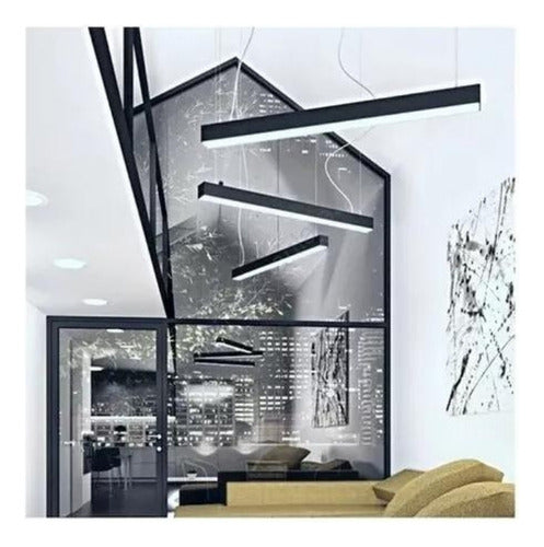 Lampara Moderna Led Lineal Colgante Pendant 24w Negro Blanco
