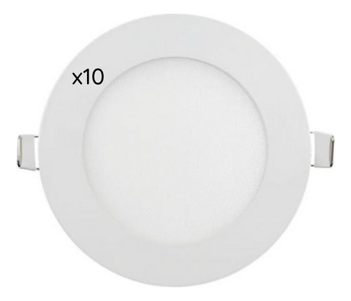 Pack 10 Panel Led Embutido Bio Redondo 6w Calido Neutro Frio
