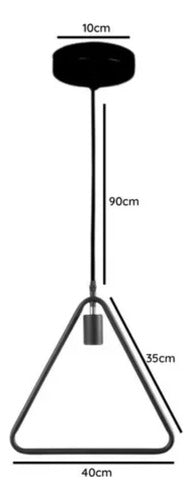 Lampara Colgante De Fierro Triangulo Vintage E27
