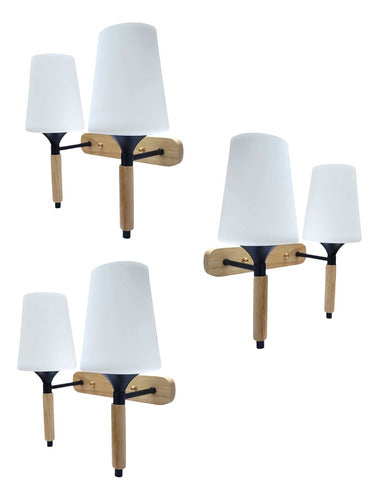 Pack 3 Lampara Aplique Doble Porta Ampolleta E27 Lusitania
