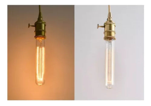 Ampolleta E27 Tubo Filamento de Carbono Dimeable E27 Luz Cálida