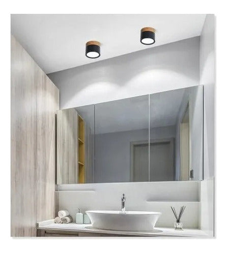 Panel Sobrepuesto Borde Madera Decorativo Led 6w Luz Fria