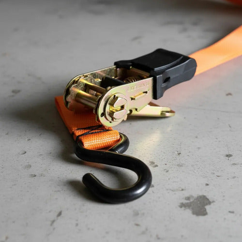 Set 2 Eslingas Amarre Ratchet 25mm X 4m Reforzada Seguridad