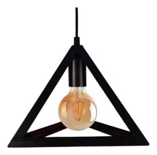 Lampara Colgante De Fierro Triangulo Industrial E27