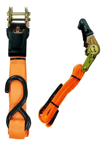 Set 2 Eslingas Amarre Ratchet 25mm X 4m Reforzada Seguridad