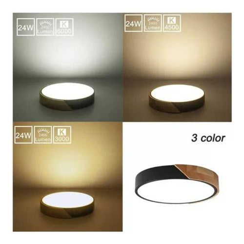 Panel Plafón Led Borde Madera Sobrepuesto Moderno 30cm Deco