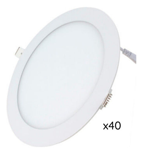 Pack 40 Panel Led Embutido Redondo 12w Calido Neutro Frio