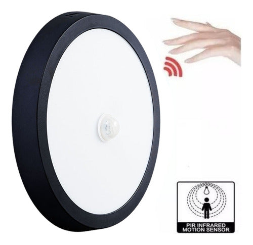 Panel Plafon Led 18w Sobrepuesto Redondo Sensor Movimiento